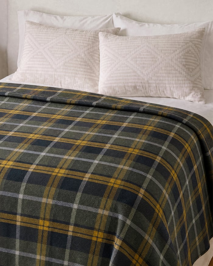 ECO-WISE WOOL PLAID/STRIPE BLANKET